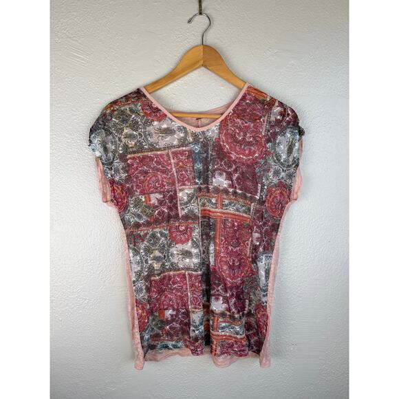 Y2K Eclectic Boho Sheer Tunic Top Sz.L - Picture 1 of 6